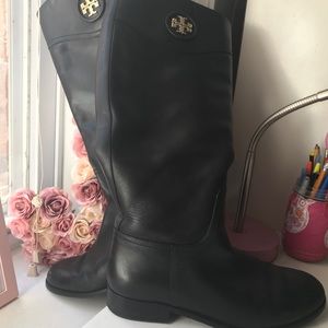 Black Tory Burch Leather Riding Boots